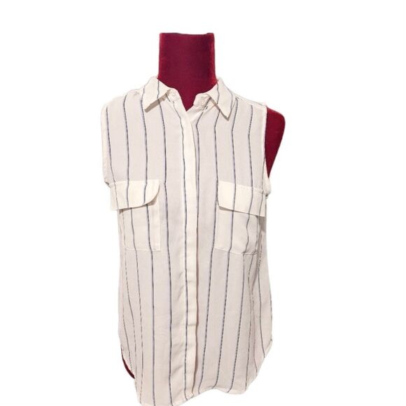 Who What Wear Striped Sleeveless Button Up Size Small - Picture 1 of 6